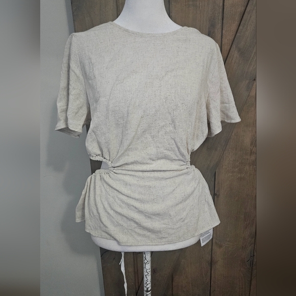 ASOS DESIGN linen look tee with open back in natural. Size US 6. NWT - Picture 10 of 15